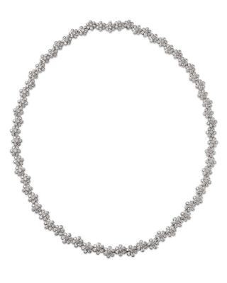 Bloomingdale's Fine Collection Diamond Flower Cluster Collar Necklace in 14K White Gold, 8.0 tcw
