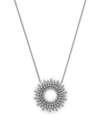 Bloomingdale's Fine Collection Diamond Circle Pendant Necklace in 14K White Gold, 1.25 tcw