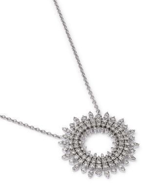 Bloomingdale's Fine Collection Diamond Circle Pendant Necklace in 14K White Gold, 1.25 tcw
