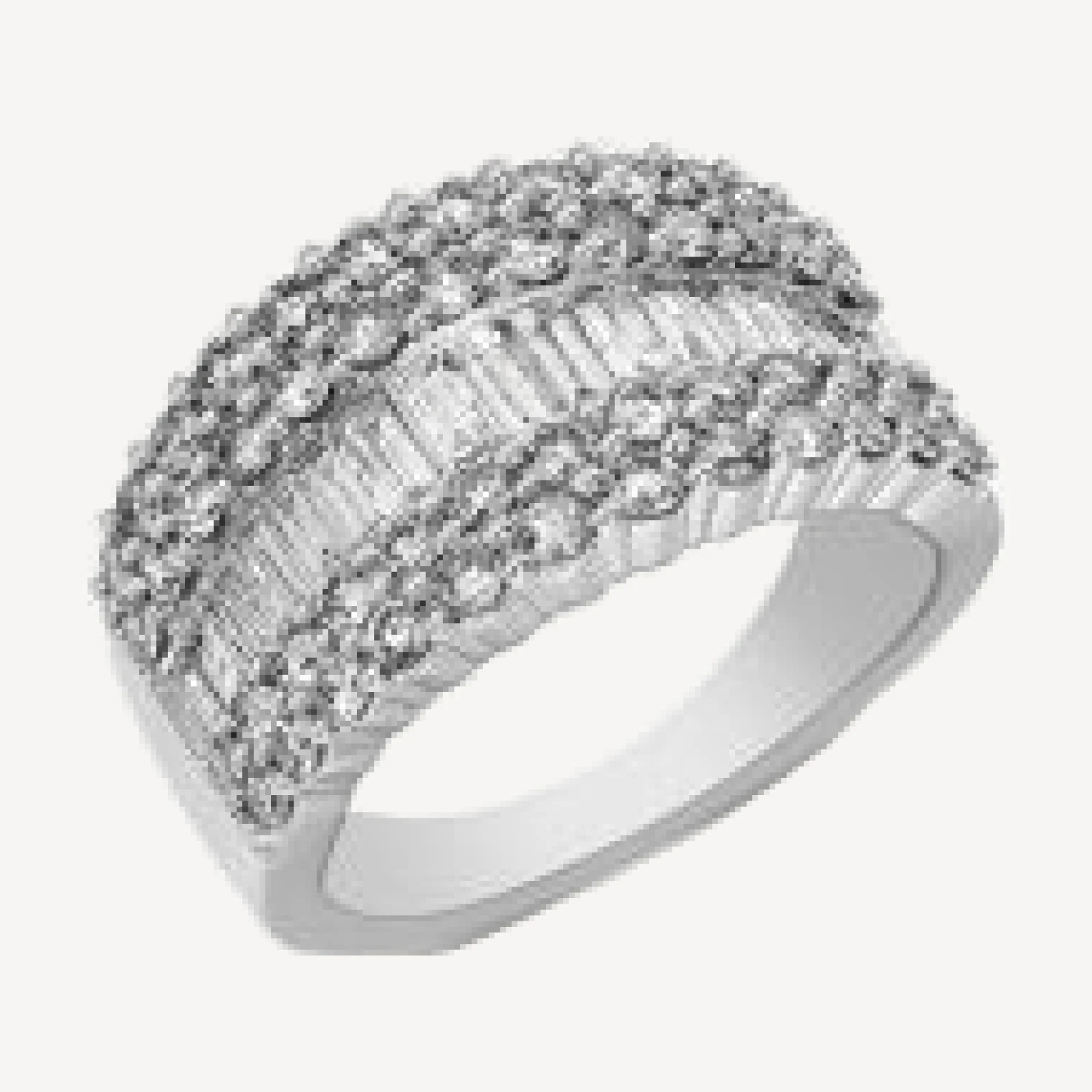 Bloomingdale's Fine Collection Round & Baguette Diamond Multi Row Band in 14K White Gold, 2.0 tcw