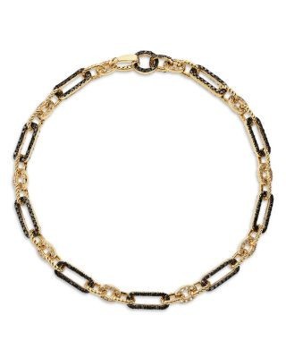 Bloomingdale's Fine Collection Black & White Diamond Chain Link Bracelet in 14K Yellow Gold, 2.0 tcw