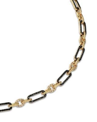Bloomingdale's Fine Collection Black & White Diamond Chain Link Bracelet in 14K Yellow Gold, 2.0 tcw