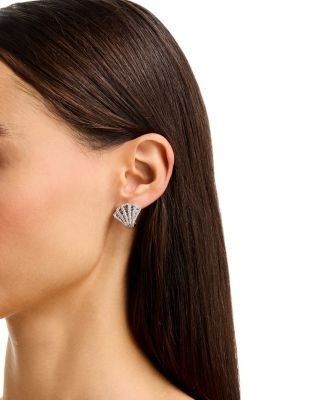 Bloomingdale's Fine Collection Baguette & Round Diamond Fan Stud Earrings in 14K White Gold, 2.0 tcw