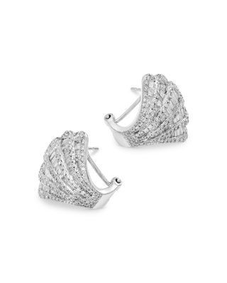 Bloomingdale's Fine Collection Baguette & Round Diamond Fan Stud Earrings in 14K White Gold, 2.0 tcw