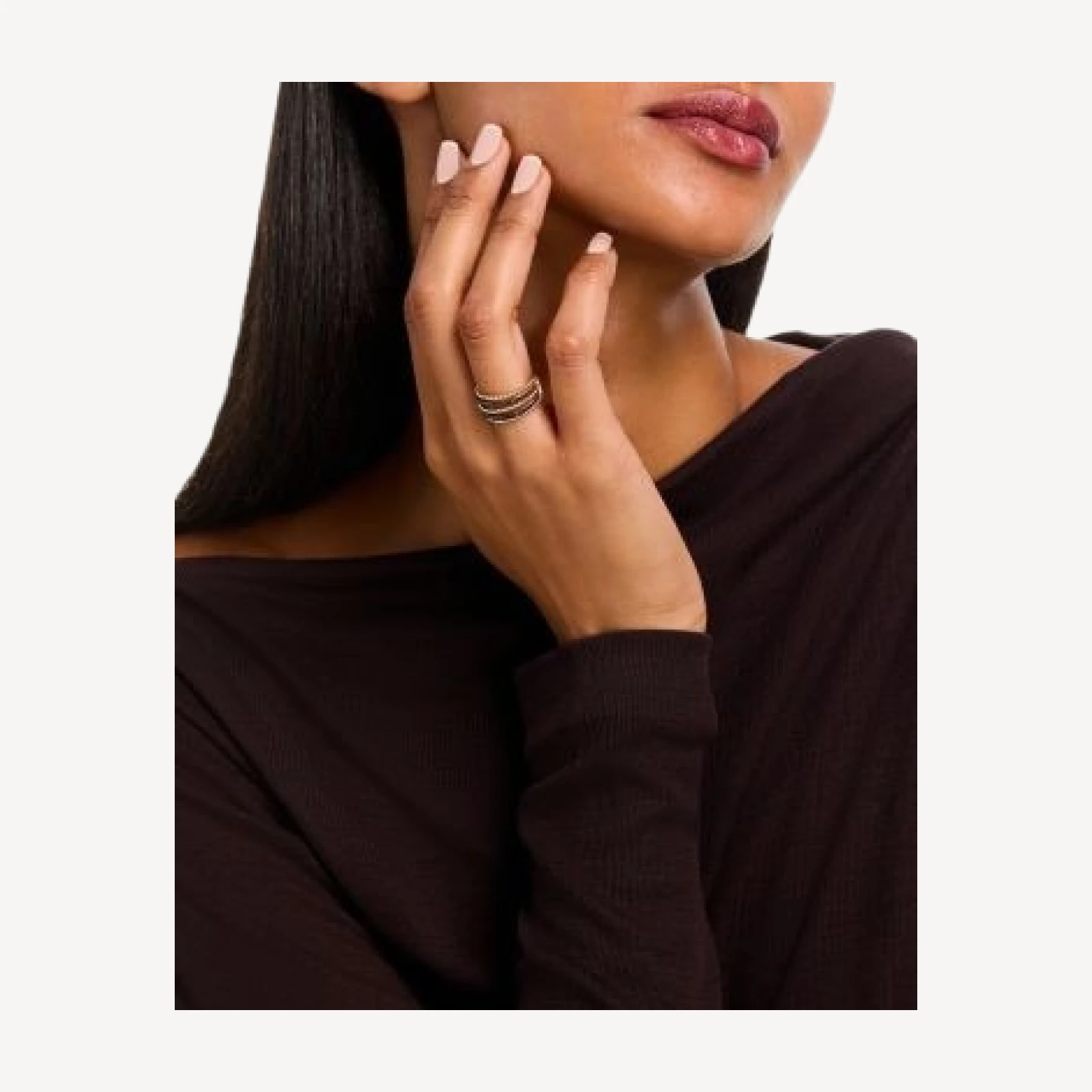 Bloomingdale's Fine Collection Black Diamond and 14K Yellow Gold Beaded Multi Row Ring, 0.33 tcw