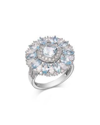 Bloomingdale's Fine Collection Aquamarine & Diamond Statement Ring in 14K White Gold