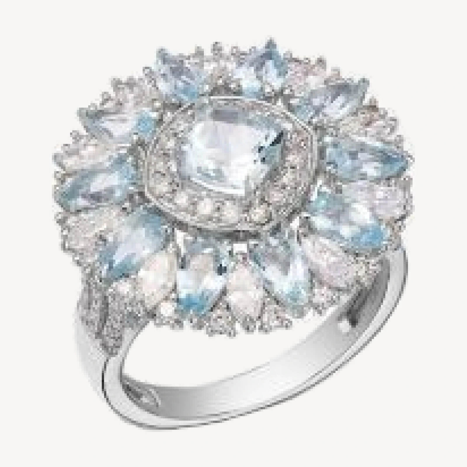 Bloomingdale's Fine Collection Aquamarine & Diamond Statement Ring in 14K White Gold