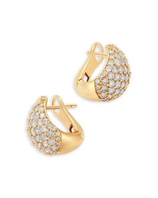 Bloomingdale's Fine Collection Pave Diamond Huggie Hoop Earrings in 14K Yellow Gold, 2.0 tcw