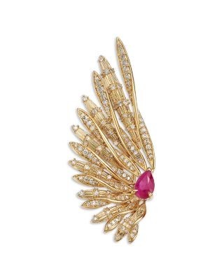 Bloomingdale's Fine Collection Ruby & Diamond Angel Wing Pin in 14K Yellow Gold