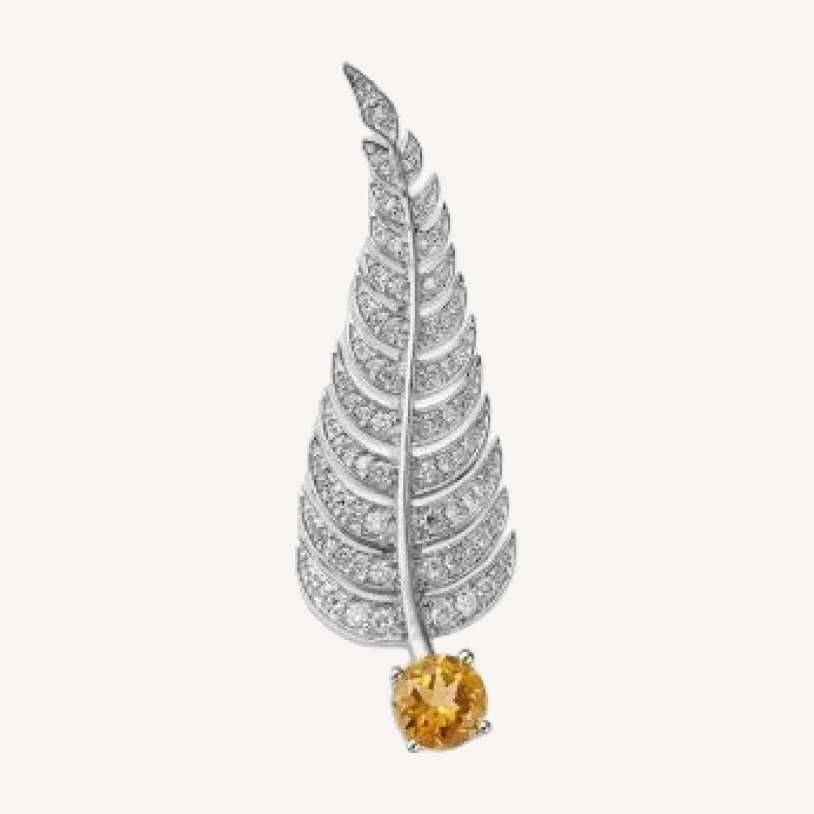 Bloomingdale's Fine Collection Citrine & Diamond Feather Pin in 14K White Gold