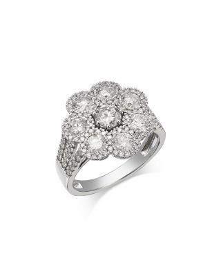 Bloomingdale's Fine Collection Diamond Cluster Flower Ring in 14K White Gold, 2.0 tcw