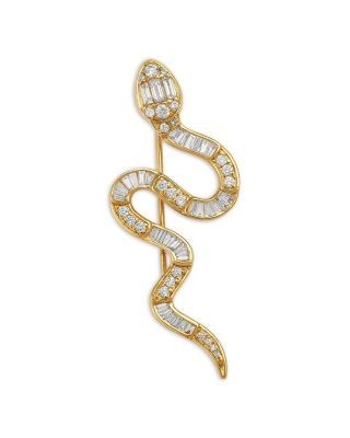 Bloomingdale's Fine Collection Diamond Snake Pin in 14K Yellow Gold, 1.0 tcw