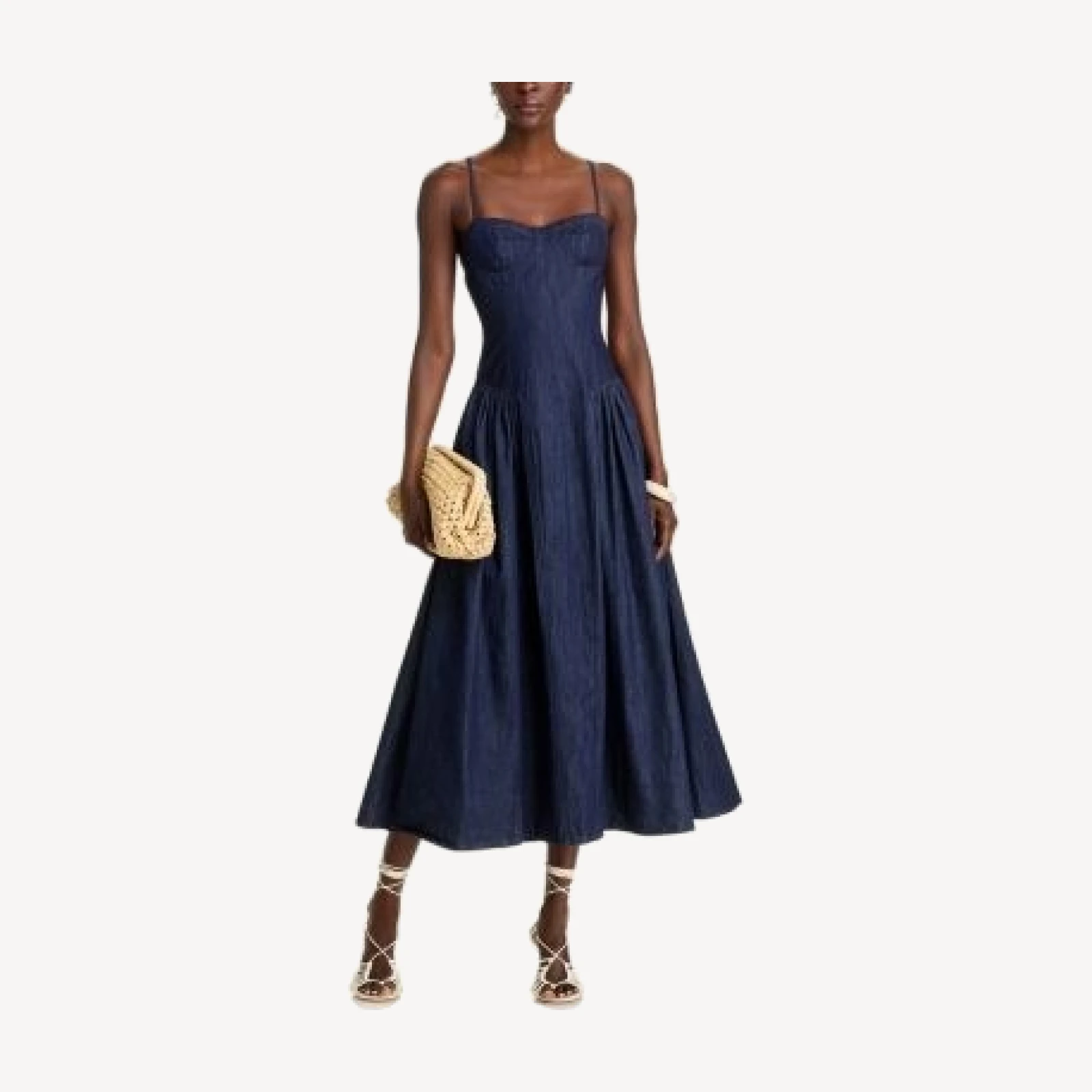 Aqua Denim Bustier Midi Dress - Exclusive