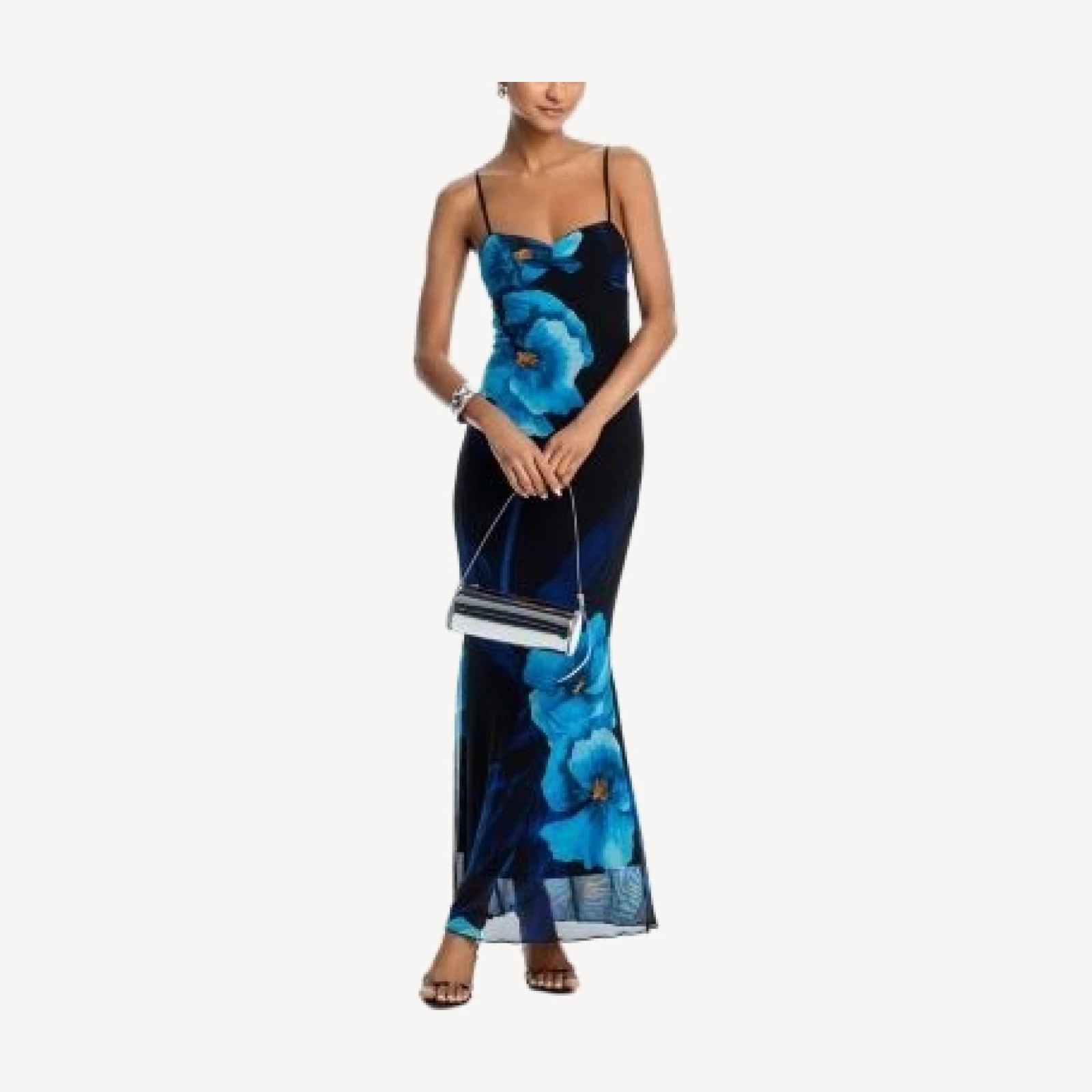Aqua Floral Mesh Maxi Dress - Exclusive