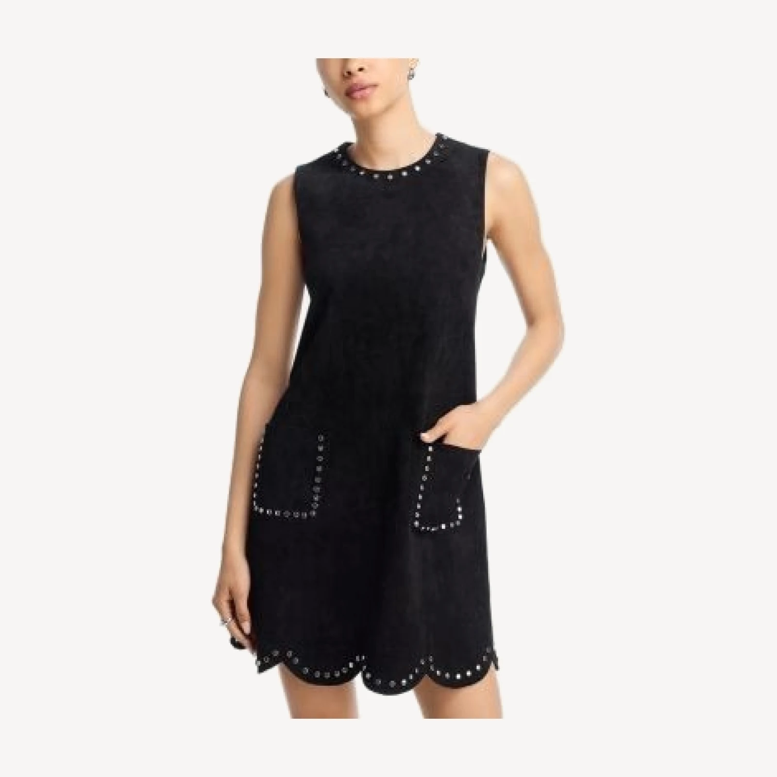 Aqua Faux Suede Scalloped Shift Dress - Exclusive
