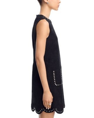 Aqua Faux Suede Scalloped Shift Dress - Exclusive