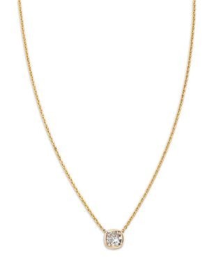 Bloomingdale's Fine Collection Luxe Collection Certified Lab Grown Diamond Cushion Bezel Solitaire Pendant Necklace in 14K Yellow Gold, 1.5 tcw