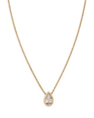 Bloomingdale's Fine Collection Luxe Collection Certified Lab Grown Diamond Pear Bezel Solitaire Pendant Necklace in 14K Yellow Gold, 1.5 tcw