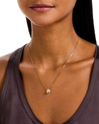 Bloomingdale's Fine Collection Luxe Collection Certified Lab Grown Diamond Pear Bezel Solitaire Pendant Necklace in 14K Yellow Gold, 1.5 tcw