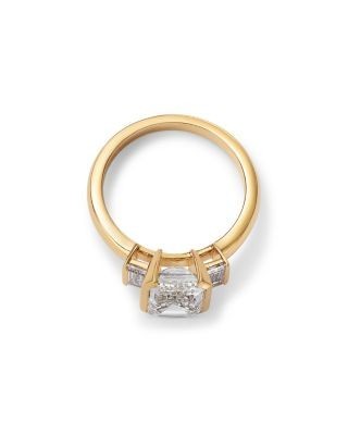 Bloomingdale's Fine Collection Luxe Collection Certified Lab Grown Diamond Emerald Cut & Baguette Engagement Ring in 14K Yellow Gold, 3.5 tcw
