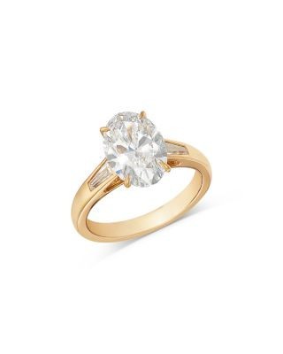 Bloomingdale's Fine Collection Luxe Collection Certified Lab Grown Diamond Oval & Baguette Engagement Ring in 14K Yellow Gold, 3.25 tcw