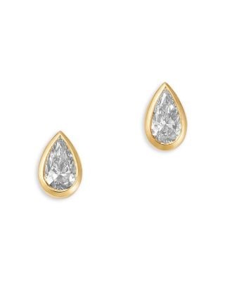 Bloomingdale's Fine Collection Luxe Collection Certified Lab Grown Diamond Pear Bezel Stud Earrings in 14K Yellow Gold, 0.5 tcw