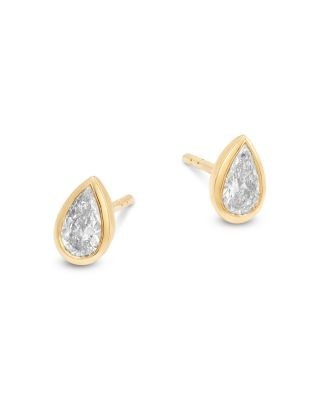 Bloomingdale's Fine Collection Luxe Collection Certified Lab Grown Diamond Pear Bezel Stud Earrings in 14K Yellow Gold, 0.5 tcw