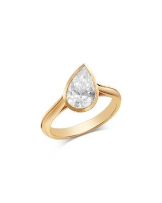 Bloomingdale's Fine Collection Luxe Collection Certified Lab Grown Diamond Bezel Pear Ring in 14K Yellow Gold, 2.0 tcw