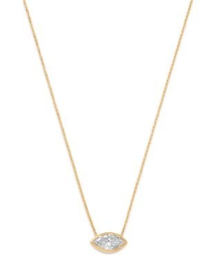 Bloomingdale's Fine Collection Luxe Collection Certified Lab Grown Diamond Marquise Bezel Solitaire Pendant Necklace in 14K Yellow Gold, 1.5 tcw