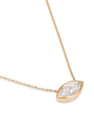 Bloomingdale's Fine Collection Luxe Collection Certified Lab Grown Diamond Marquise Bezel Solitaire Pendant Necklace in 14K Yellow Gold, 1.5 tcw