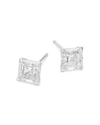 Bloomingdale's Fine Collection Luxe Collection Certified Lab Grown Diamond Asscher Cut Stud Earrings in 14K White Gold, 2.0 tcw