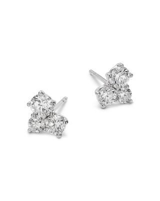 Bloomingdale's Fine Collection Luxe Collection Certified Lab Grown Diamond 3 Stone Cluster Stud Earrings in 14K Gold, 1.5 tcw