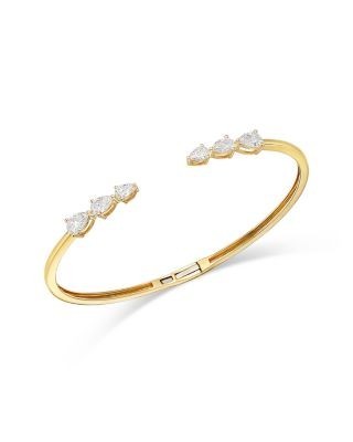 Bloomingdale's Fine Collection Luxe Collection Certified Lab Grown Diamond Pear Trio Bangle Bracelet in 14K Yellow Gold, 2.0 tcw