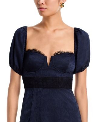 Aqua Polka Dot Lace Trim Dress - Exclusive