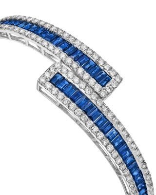 Bloomingdale's Fine Collection Blue Sapphire and Diamond Bracelet in 14K White Gold