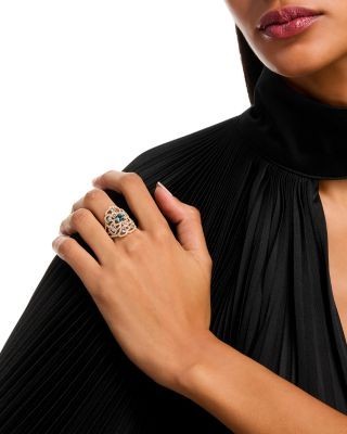 London Blue Topaz Statement Ring in 14K Yellow Gold