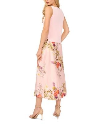 Ted Baker Midori Sleeveless Boat Neck Printed Twofer Dress & Sweater