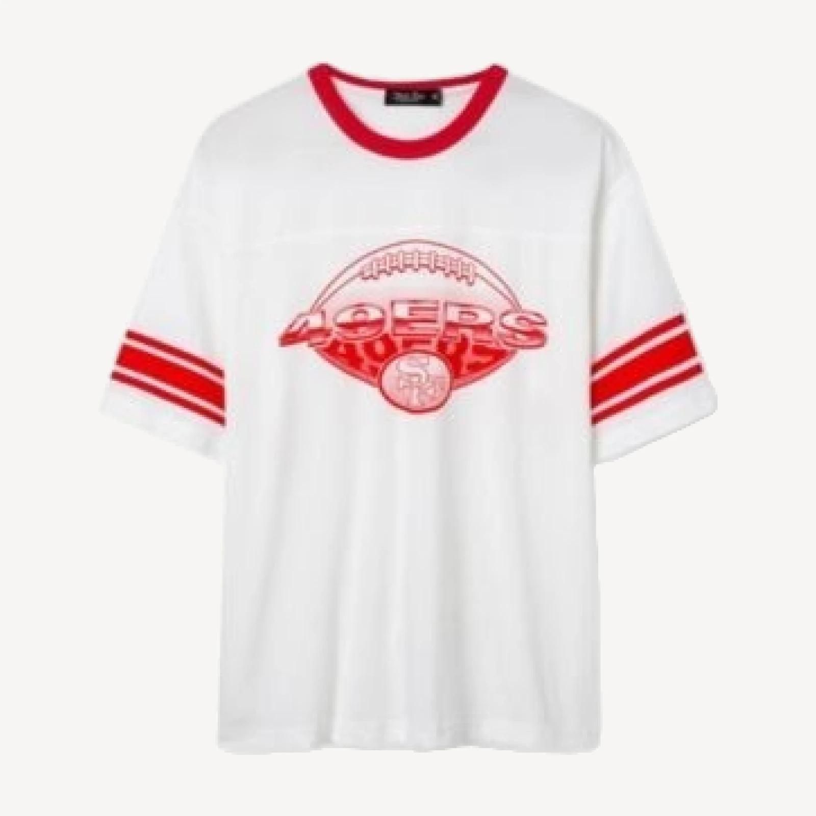 Junk Food Clothing Unisex Nfl San Francisco 49ers Oversized Striped Ringer Tee