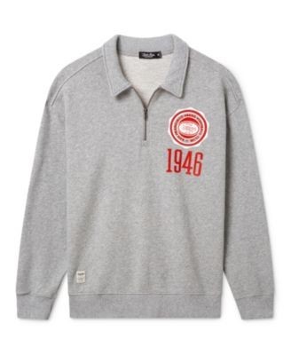 Junk Food Clothing Unisex San Francisco 49ers Flocked Quarter Zip Sweatshirt