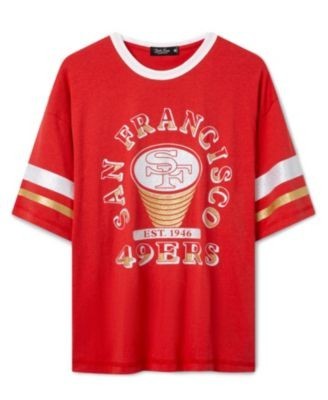 Junk Food Clothing Women's San Francisco 49ers Glitter Boxy Ringer