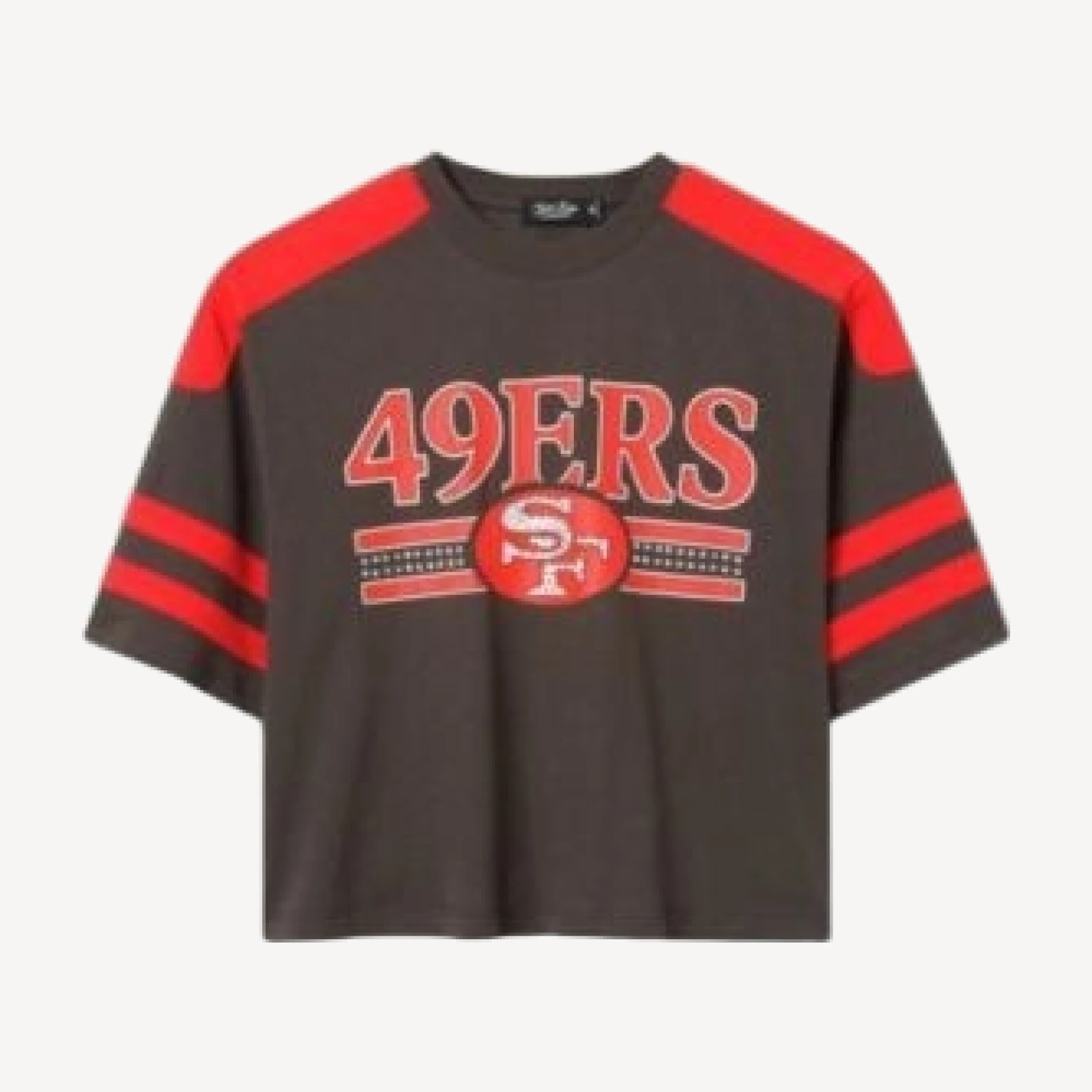Junk Food Clothing Women's San Francisco 49ers Striped Bling Crop Tee
