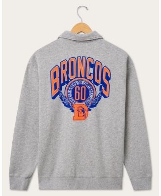Junk Food Clothing Unisex Denver Broncos Flocked Quarter Zip Sweatshirt