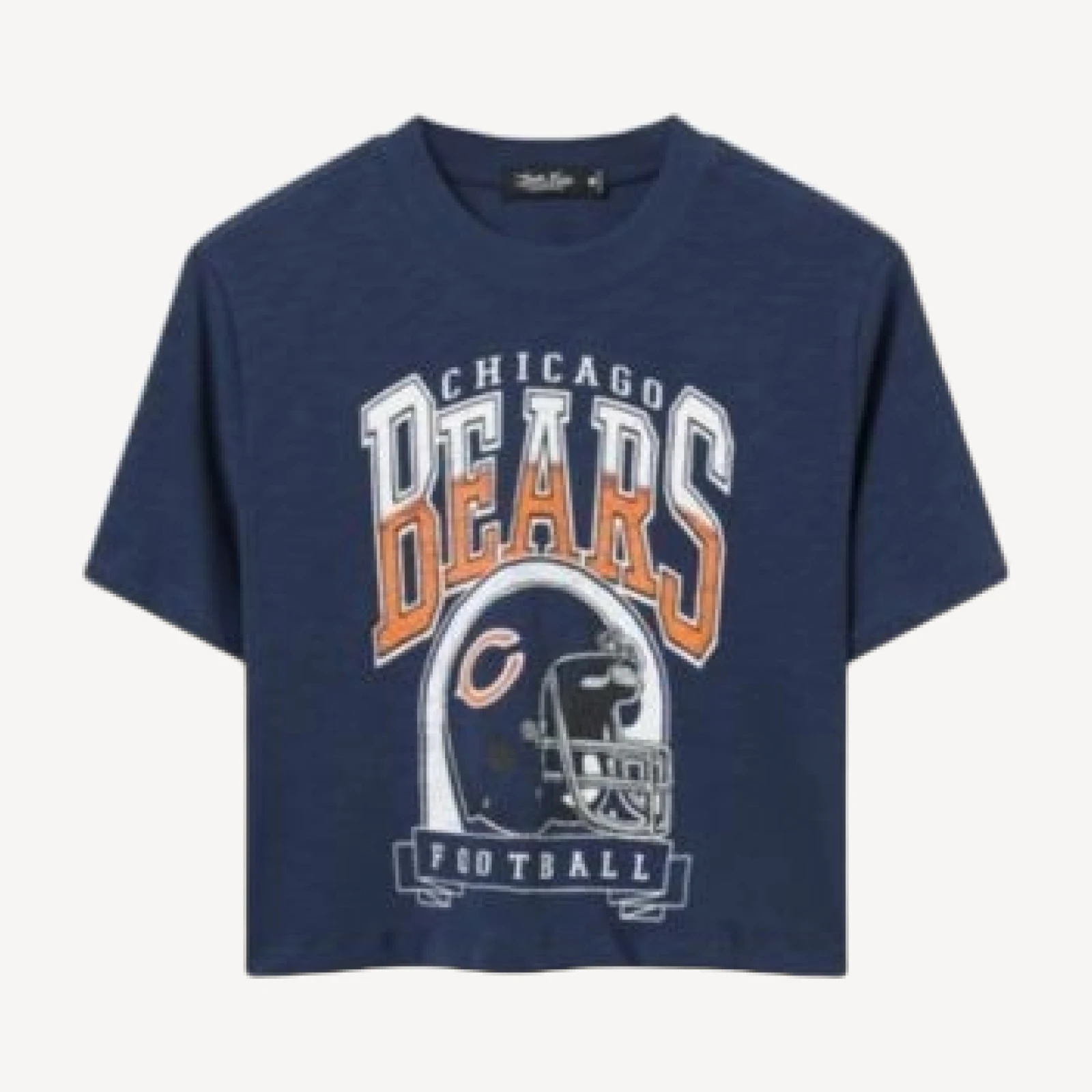 Junk Food Clothing Women's Chicago Bears Helmet Mock Neck Crop Tee