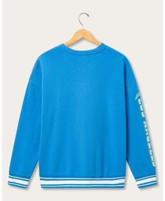 Junk Food Clothing Unisex Los Angeles Chargers Striped Rib Crew Fleece Sweatshirt