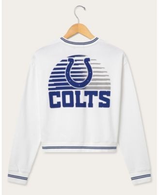 Junk Food Clothing Women's Indianapolis Colts Cropped Striped Rib Fleece