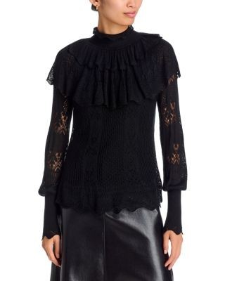 Kobi Halperin Justina Ruffle Front Lace Sweater