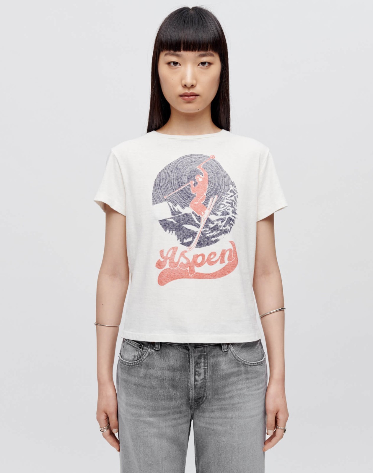 Classic "Aspen Ski" Tee - Vintage White