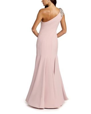 Mac Duggal Petite Crepe One Shoulder Gown With Flower Detail