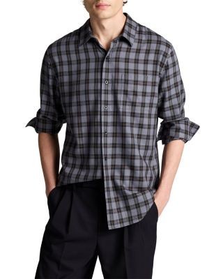 Vince Allen Plaid Classic Fit Casual Button Down Shirt