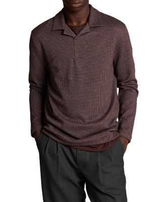 Vince Blurred Birdseye Long Sleeve Polo Shirt
